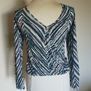 ❤️Tart - Teal Gray Striped Long Sleeve Top - XS